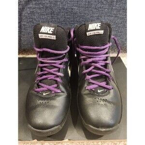Size 8 Women's Nike Air Visi Pro 3 Black Basketball Shoes/ Purple Laces 525747